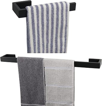 TocTen Bathroom Hardware Set, 24 Inch Towel Bar and Hand Towel Holder, Thicken 304 Stainless Steel Wall Mounted Towel Bar Set Black