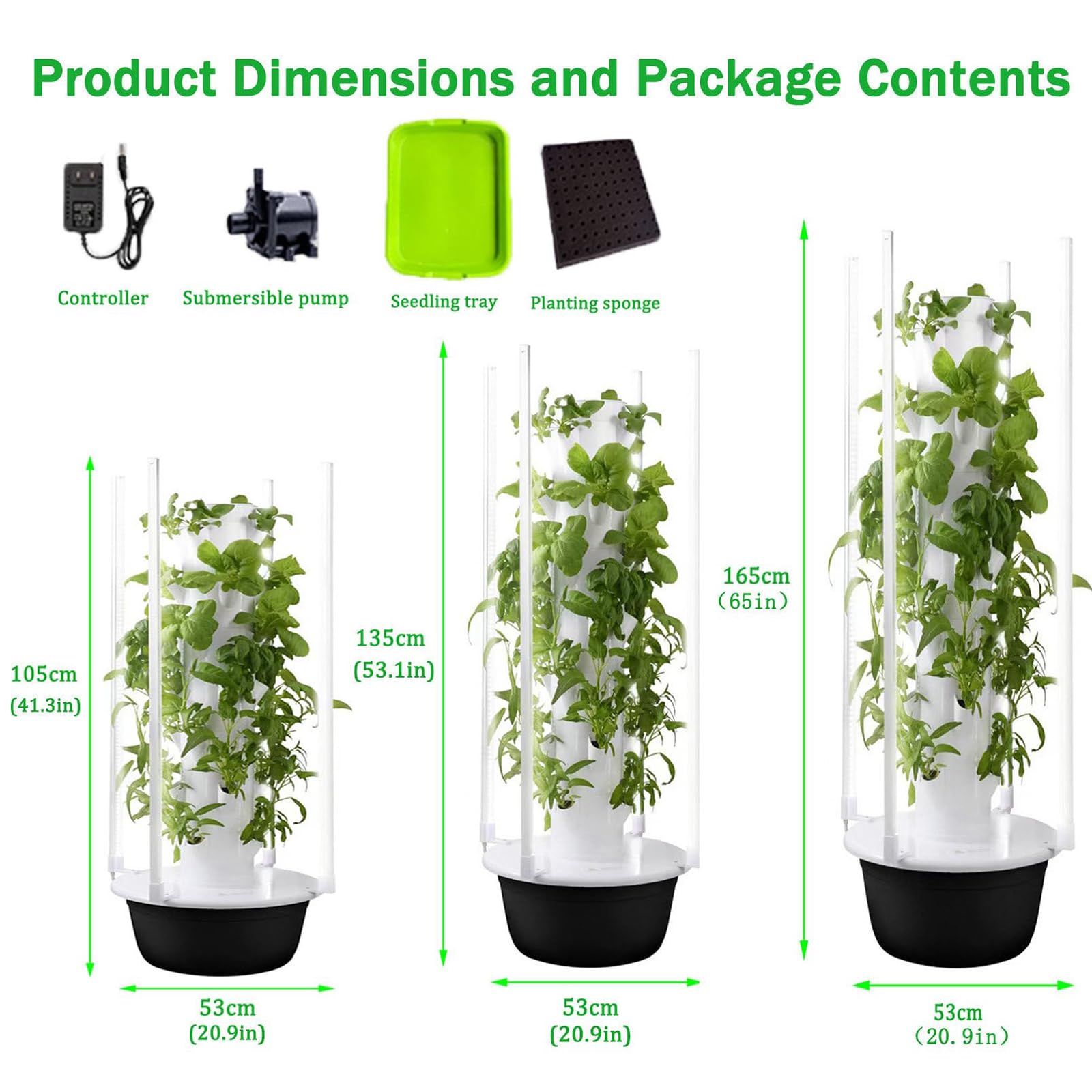Kit Cultivo HidropóNico, 20/28/36 CáPsulas Huerto Vertical Hierbas para Interior con Luz Led Y Temporizador AutomáTico, Torre Cultivo Vertical con Autorriego para Exterior Hogar,9 Layers,Black