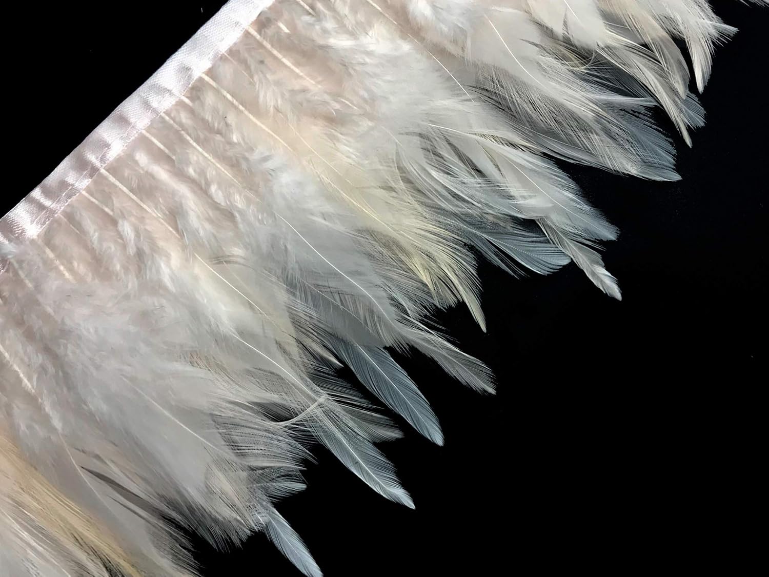 1 Yard - Ivory Rooster Neck Saddle Hackle Feather Wholesale Trim DIY Craft Wedding Dress | Moonlight Feather