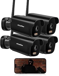 LaView Outdoor Security Cameras 3K 5MP HD,Cameras for Home Security with AI Human Detection,IP65 Waterproof,2-Way Talk,Clear Night Vision,2.4G WiFi,SD Card Slot&US Cloud Storage,Work with Alexa(4pcs)