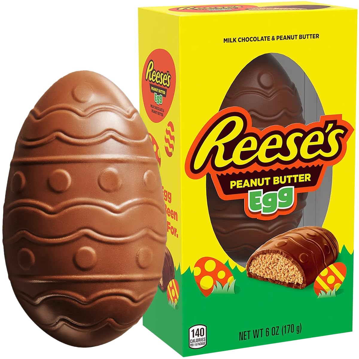 REESESPeanut Butter Egg Milk Chocolate Large Snack Size for Melt in Your Mouth Craving Indulgence - Giant ReesesMilk Chocolate and Peanut Butter Eggs Encased in Crunchy Shell Eggs for Kids, 6oz