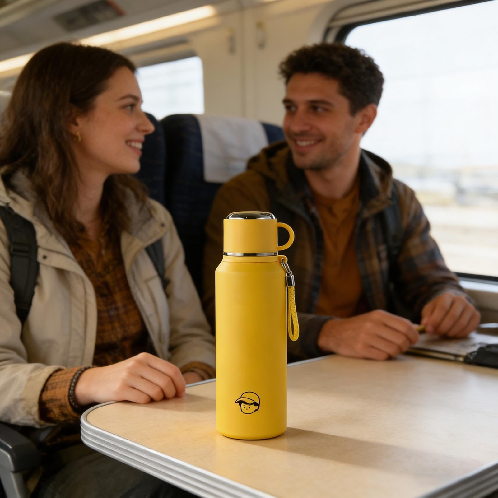 Thermo-Wasserflasche – 1000 ml Edelstahl-Vakuumbecher zum Warm- oder Kalthalten von Getränken, auslaufsicheres Design mit Strohhalmdeckel, Reise-Trinkflasche für Radfahren, Angeln, Büro, Picknick, Sch