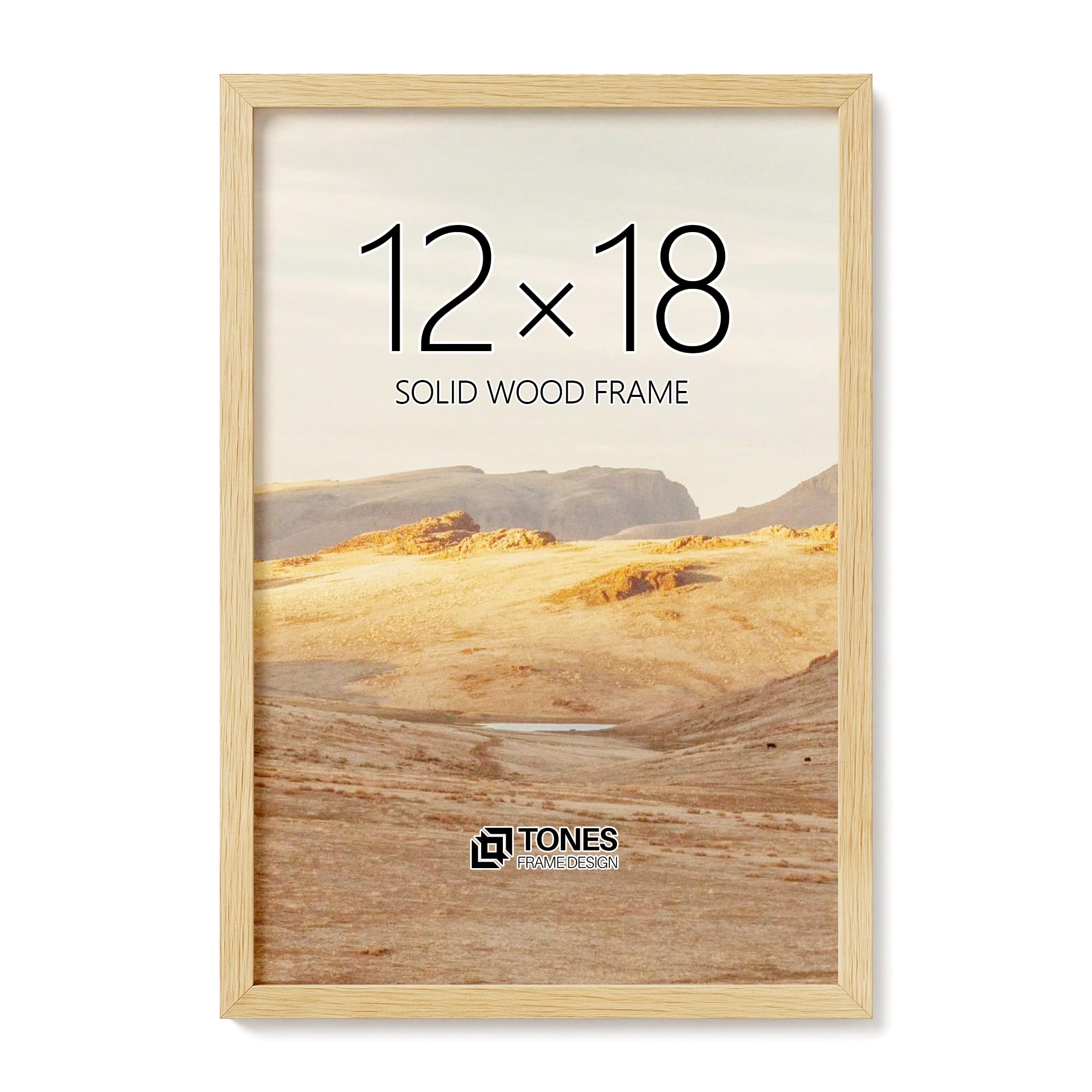 TONES FRAME DESIGN 12x18 Picture Frame, Solid Wood Frame without Mat