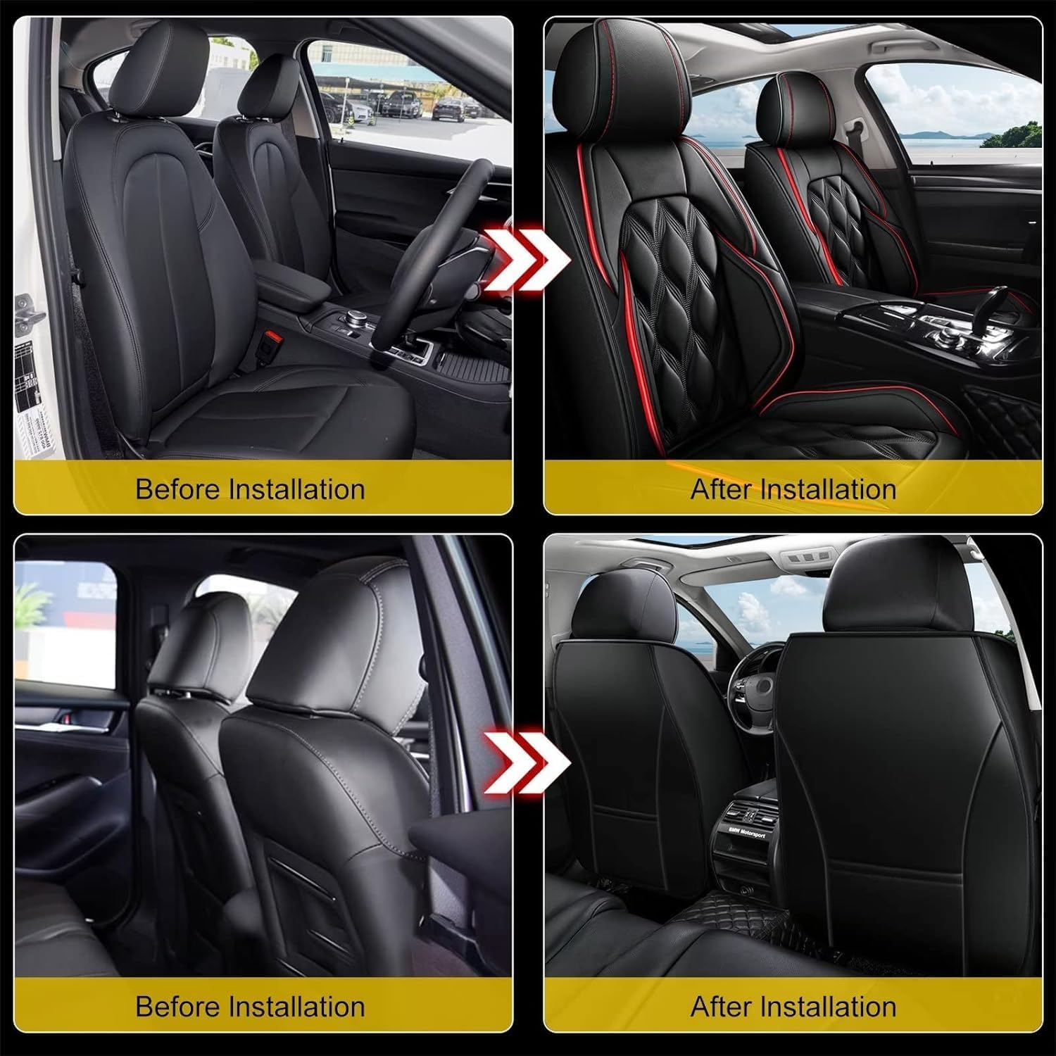 AOMSAZTO Car Seat Covers 2 Front Seats Custom Fit for Audi Q5 2009-2026 Leather Car Seat Cover Seat Cushion Protector Airbag Compatible Waterproof Black