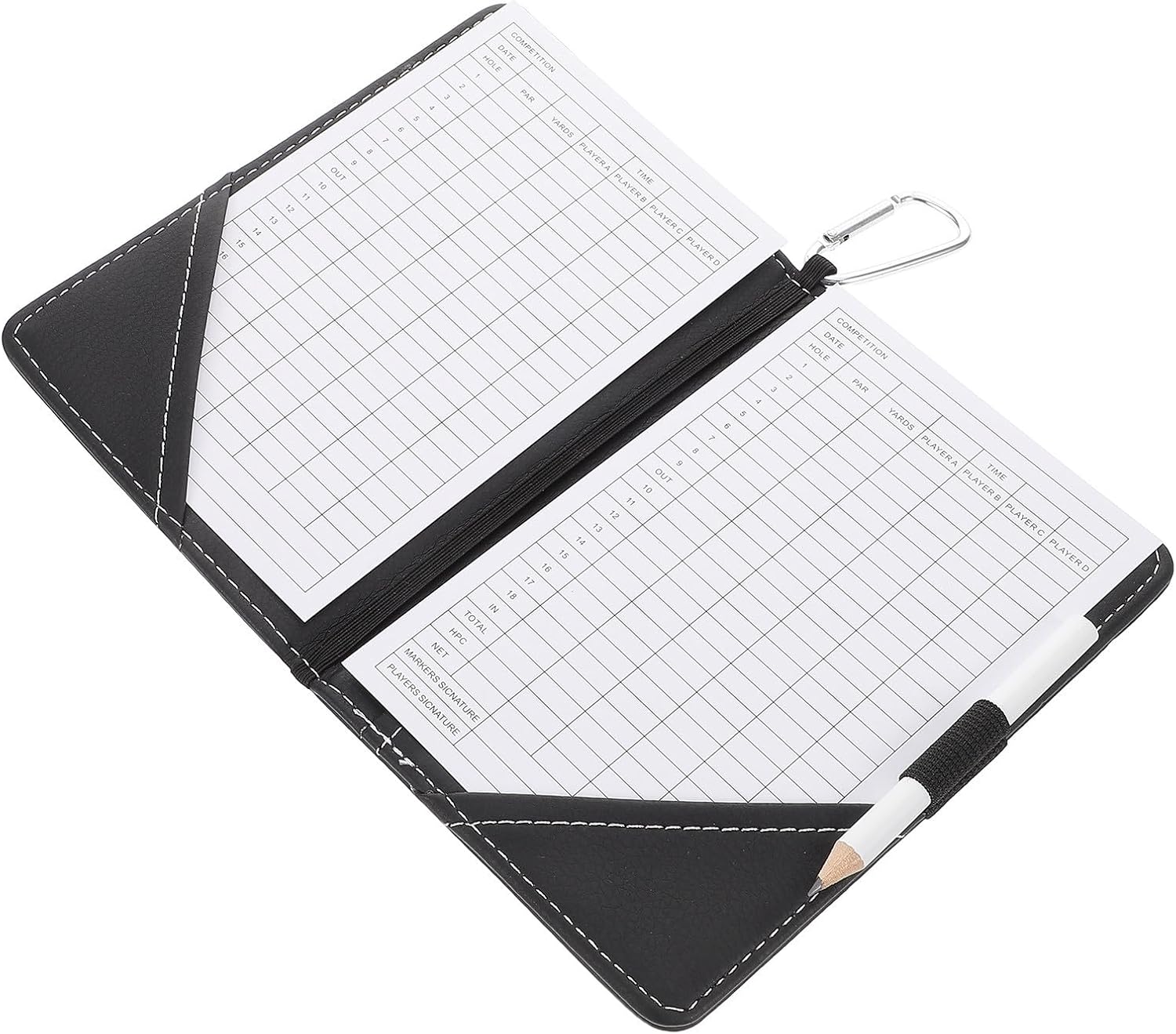 COHEALI Portable Golf Scorecard Holder with Pencil Pu Material Sturdy Golf Score Recording Notebook for Training Grounds Elegant and Simple Design for Male and Female