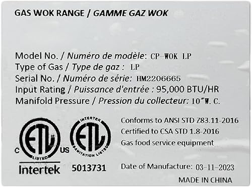 Miniatura 3 de Gama china comercial del wok, propano LP, ETL 13" 1 agujero restaurante salteado CP-WOK