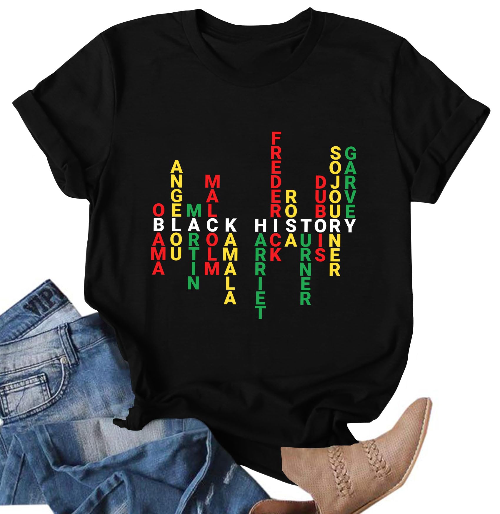 Ithalt Black History T Shirts for Women Black History Month Tees Juneteenth Tshirt Funny Quote Printed Tee Tops