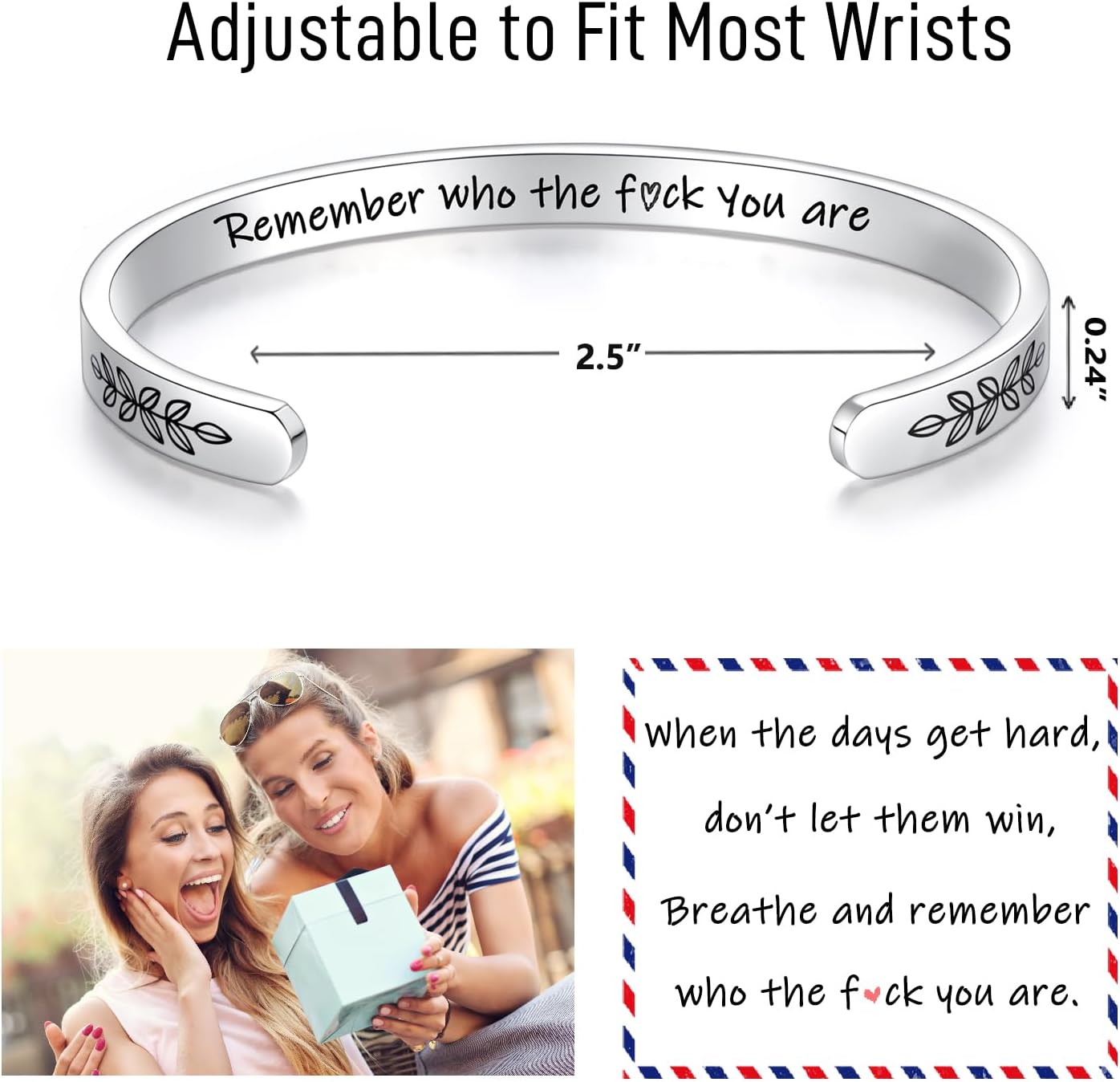 TONY & SANDY Cuff Bracelets for Women Teen Girls Best Friend Sister Mom Daughter Granddaughter Easter Birthday Mother's Day Christmas Stocking Stuffers for Teen Girls Women Jewelry image 3