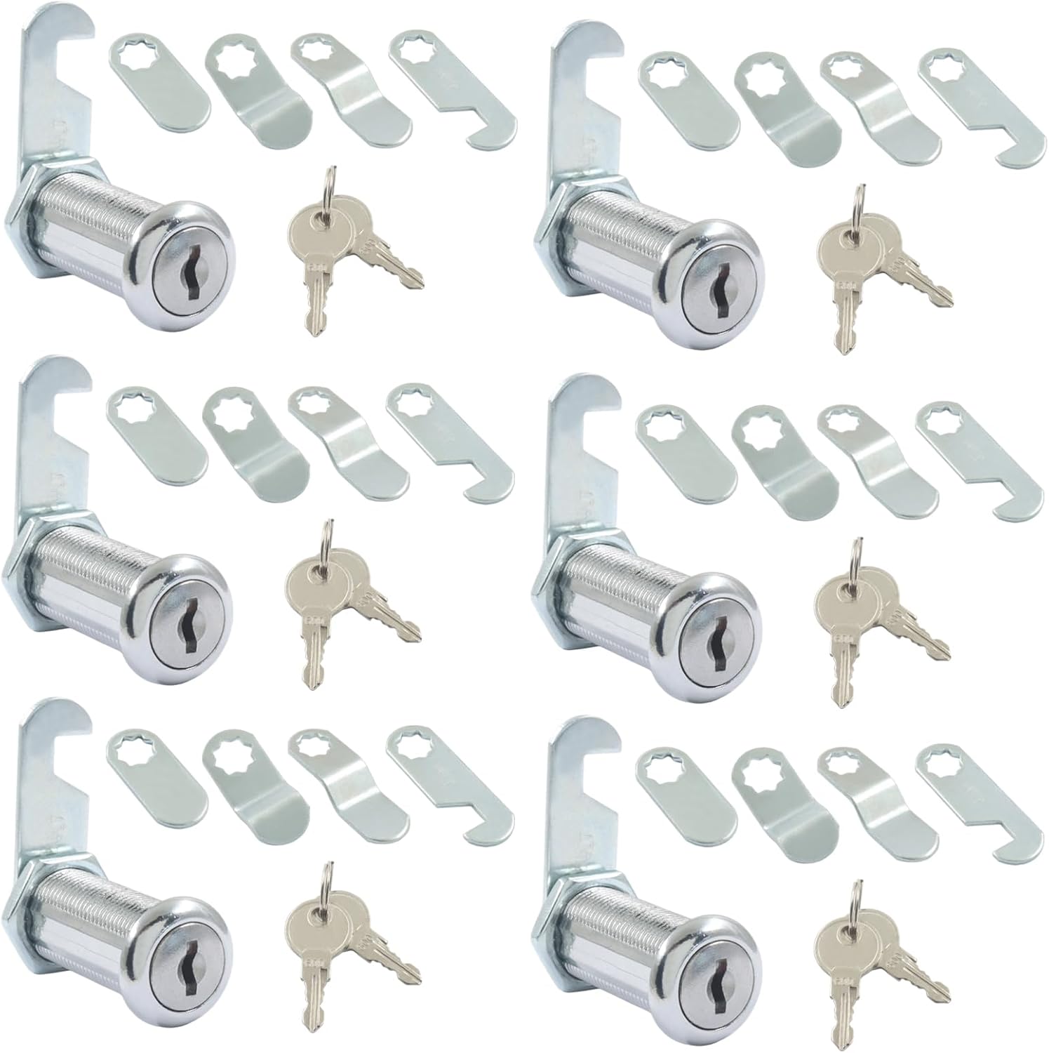 6 Pack Zinc Alloy Cam Locks, Keyed Alike Cabinet Locks RV Storage, 1-1/2" Tool Box Mailbox, Secure Locks for Pickup Trucks/Storage