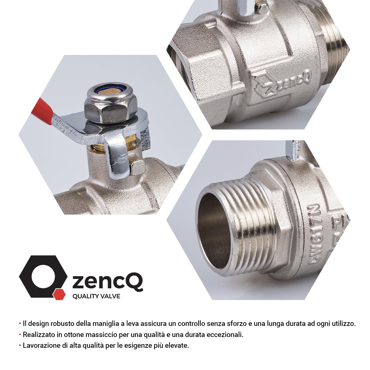 Valvola A Sfera In Ottone 1/2 Pollice - PN10, Con Leva Rossa, Filettatura M/F, Per Acqua, Gas E Usi Industriali - Foto 11
