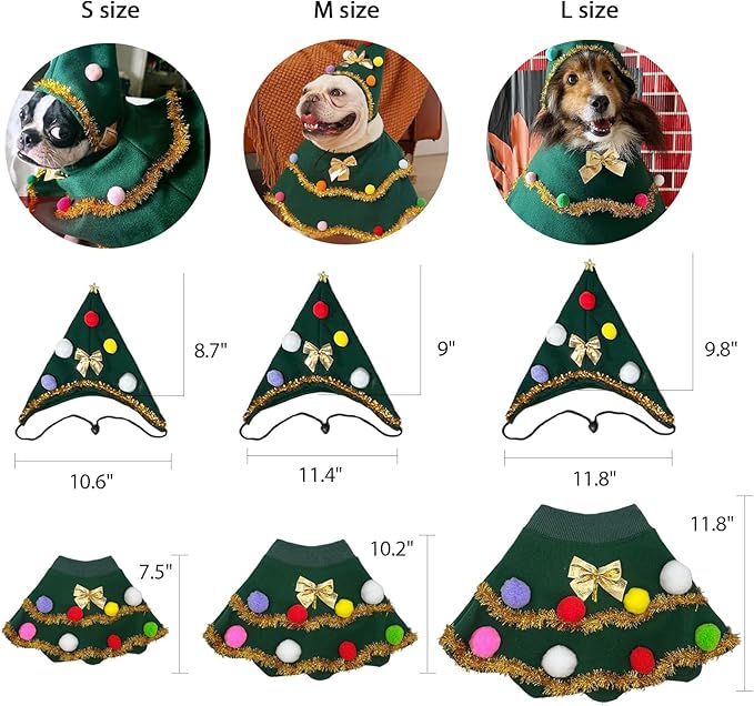 Vestido Navideño para Perros y Gatos, Talla L, Verde miniatura 2