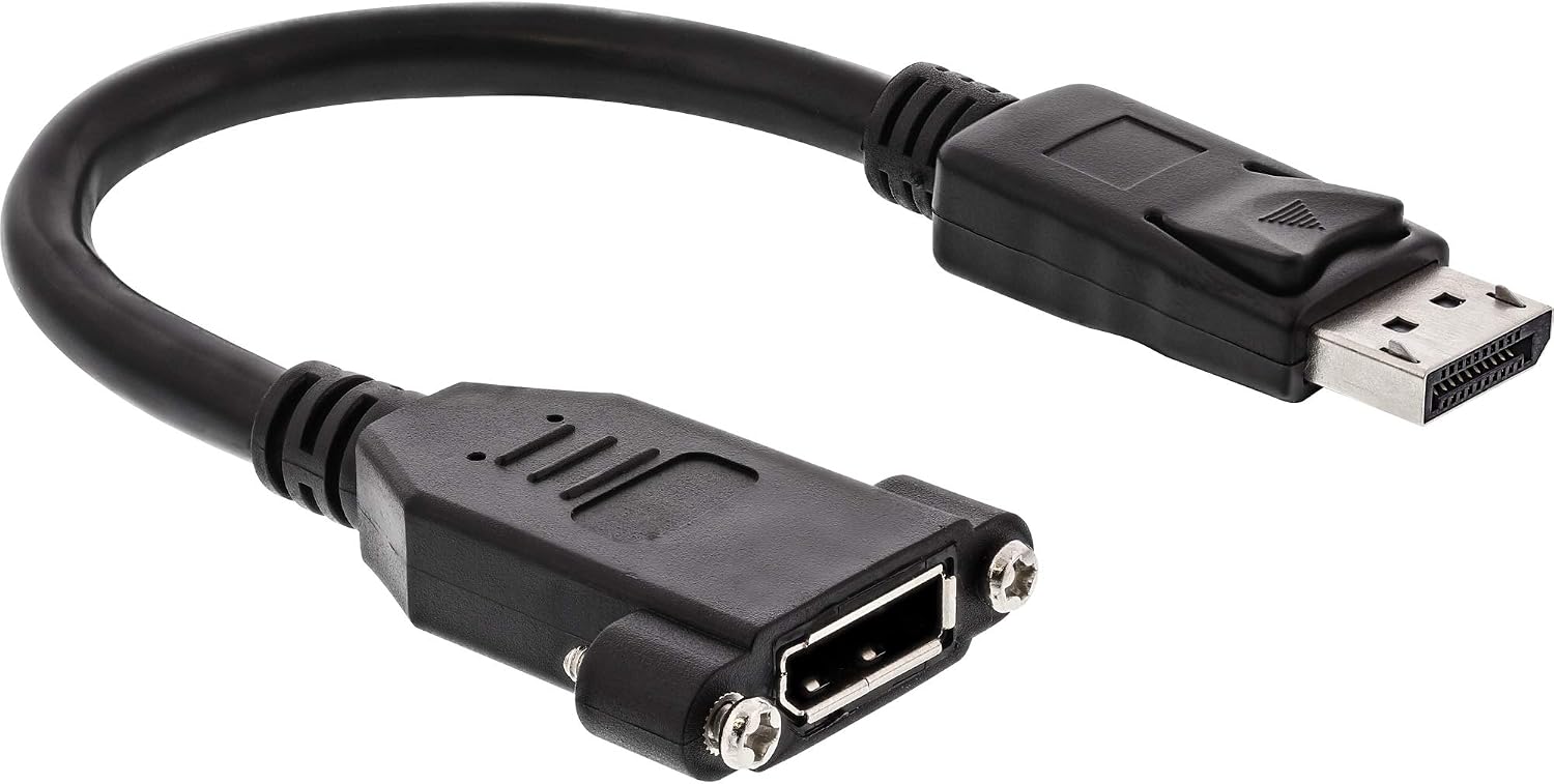 InLine 17100I Mounting Display Port Adapter Cable Male to Female, 0.2 m Black
