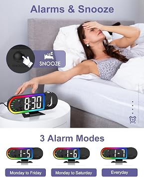 Projection Alarm Clock for Bedroom Ceiling, 8.5 Large Display Alarm Clock with 180 Rotatable Projector, 4 Brightness, 17 Ambient Light, Temp & Weekday, Snooze, Digital Clocks for Home Decor