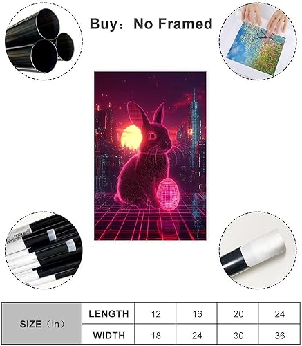 Miniatura 2 de Synthwave Easter Bunny Art  Neon Cyber Rabbit with Retro Easter Egg  Vaporwave 80s Sci-Fi Wall Print  Aesthetic Outrun Decor for Gamers & Retro