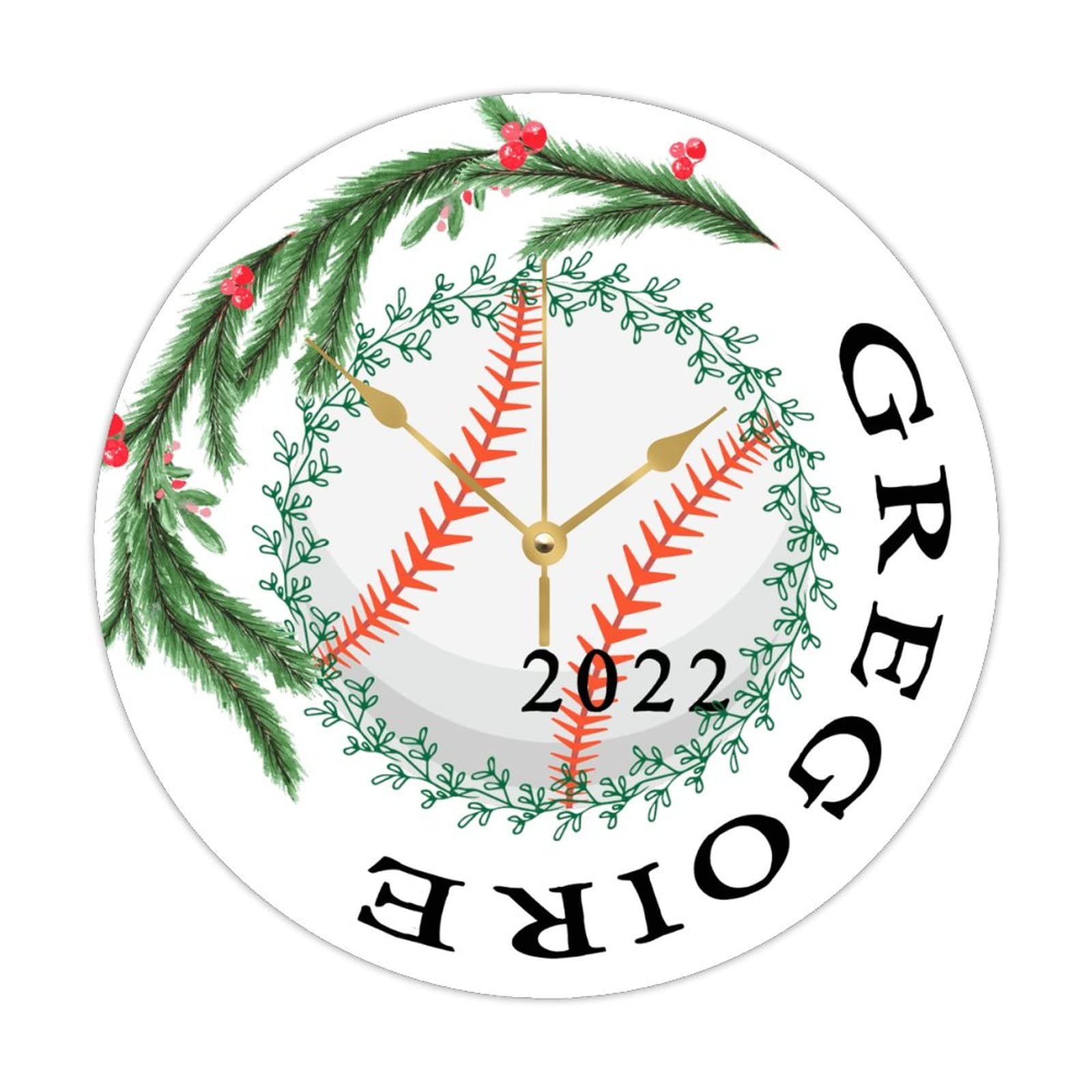 Horloge ronde en bois baseball 38cm silencieuse pour chambre d'enfant