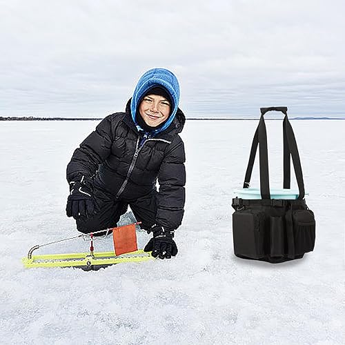 Miniatura 4 de Organizador de cubo de pesca para cubo de 5 galones, organizador de herramientas de cubo de pesca en hielo, bolsa de aparejos ajustable con