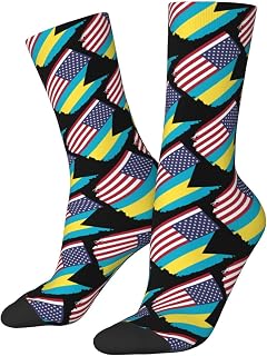 874 Trainer Socks, American Bahamas Flag Athletic Socks Warmer Socks Unisex Work Socks For Yoga Outdoor Women 40cm