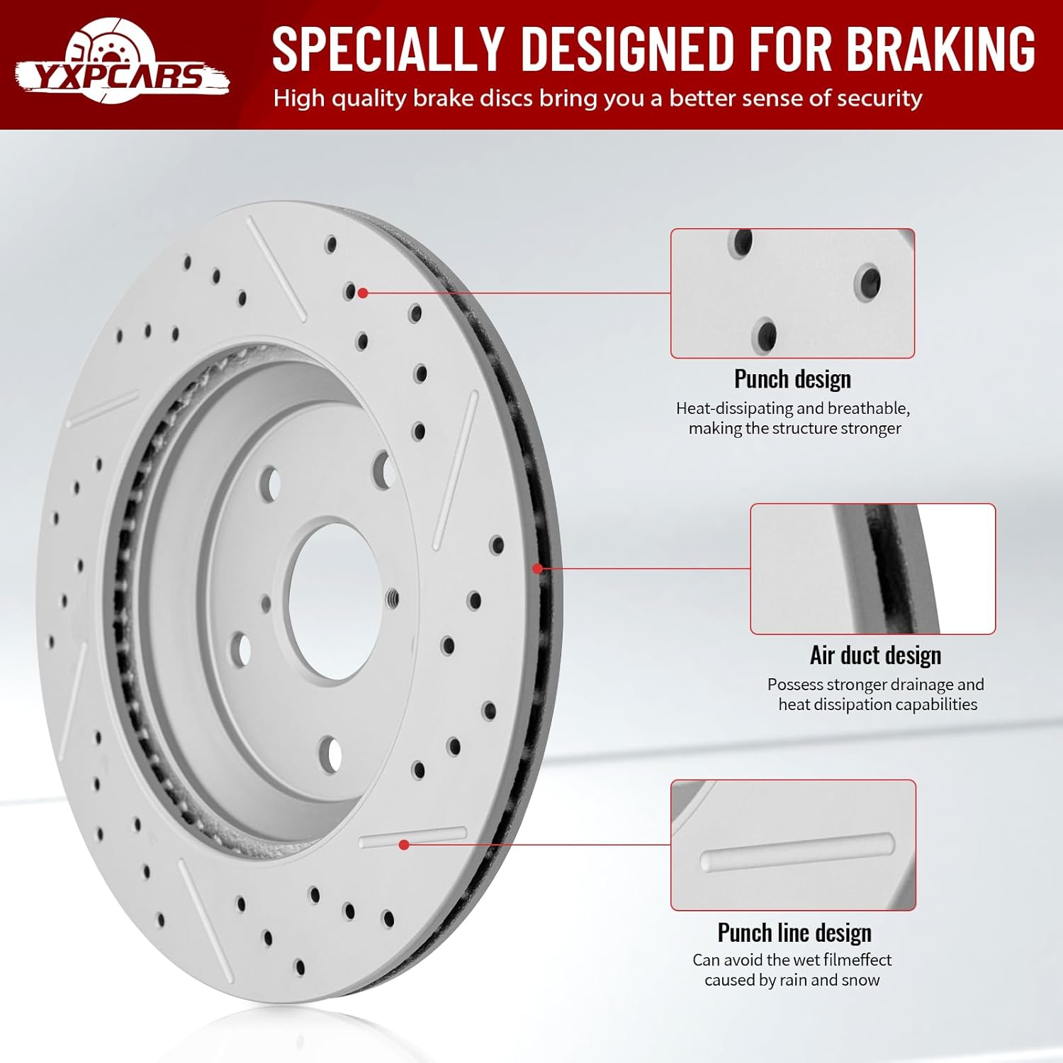 Front Drilled and Slotted Disc Brake Rotors for Toyota 4Runner 2003-2009/ Fj Cruiser 2007-2014/ Tacoma 2005 2006 2007 2008 2009 2010 2011 2012 2013 2014 2015 2016 2017 2018 2019 2020 2021 2022 2023