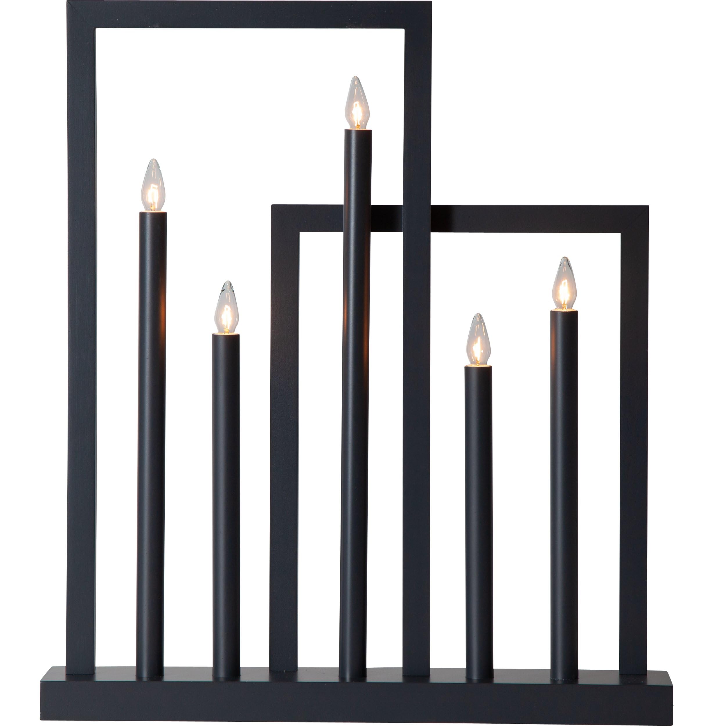 EGLO Kerzenständer Frame, Dekoleuchte Weihnachten, Fensterdeko aus Holz | Stahl in anthrazit, Kunststoff in weiss warmweiß