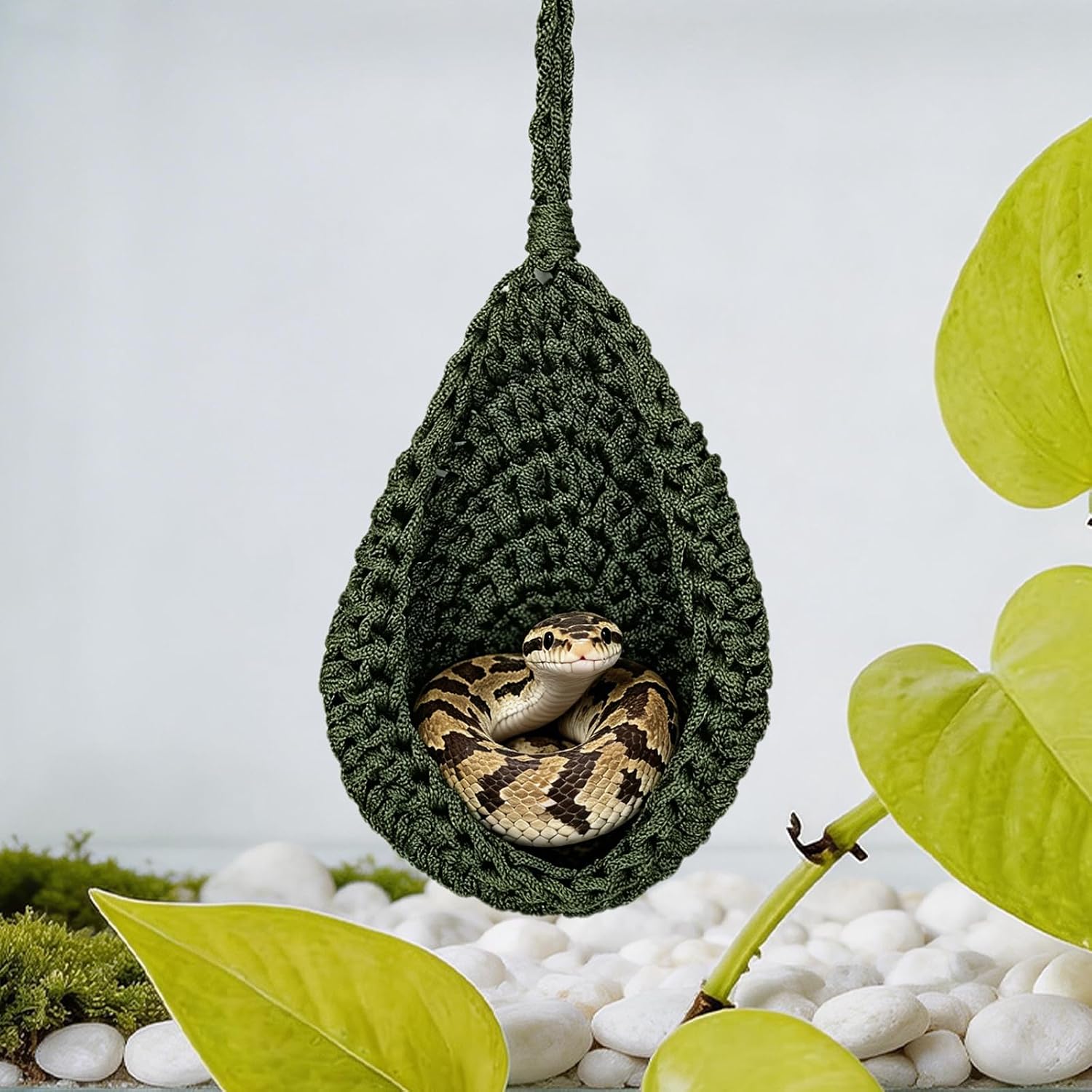 Snakes Enrichment Toys, Hanging Nylon Woven Hammock for Reptile, Ball Python Tank Accessories, Reptile Habitat Decor for Corn Snake Gecko and Other Small Animals image 3