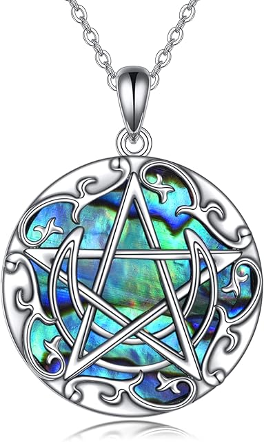 VENACOLY Pentagram Necklace Sterling Silver Steampunk Black Skull/Evil Eye/ Pendant Necklace Pentacle Gothic Celtics Pagan Wiccan Magic Amulet Jewellery for Women Men