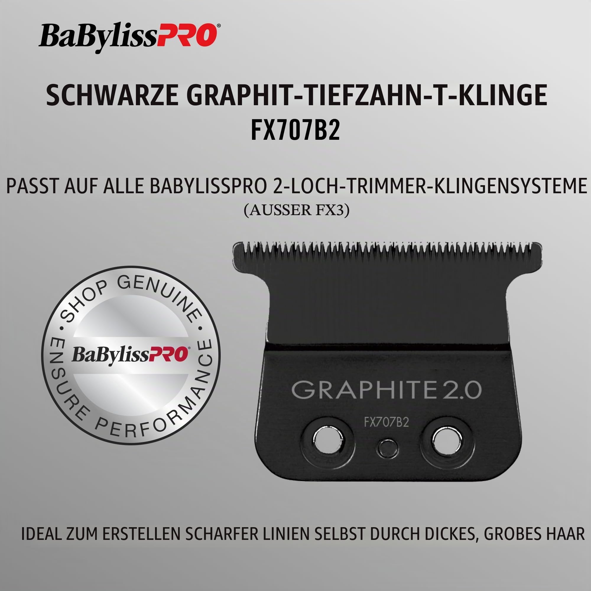 BaBylissPRO Replacement T-Blade Deep Tooth - FX707B2 Graphite For Men 1 Pc Blade