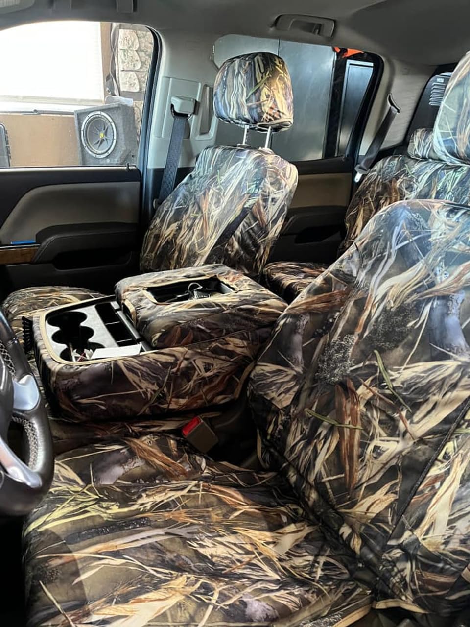 Durafit Seat Covers, CH41-SAC Exact Fit for 2014-2019 and 2020 Classic Silverado and Sierra Front and Back Seat Set. Front 40/20/40 and Rear 60/40. Savannah Camo Endura