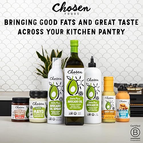 Miniatura 6 de Chosen Foods Mayonesa clásica 100% a base de aceite de aguacate, sin gluten ni lácteos, baja en carbohidratos, apta para dieta cetogénica, mayonesa