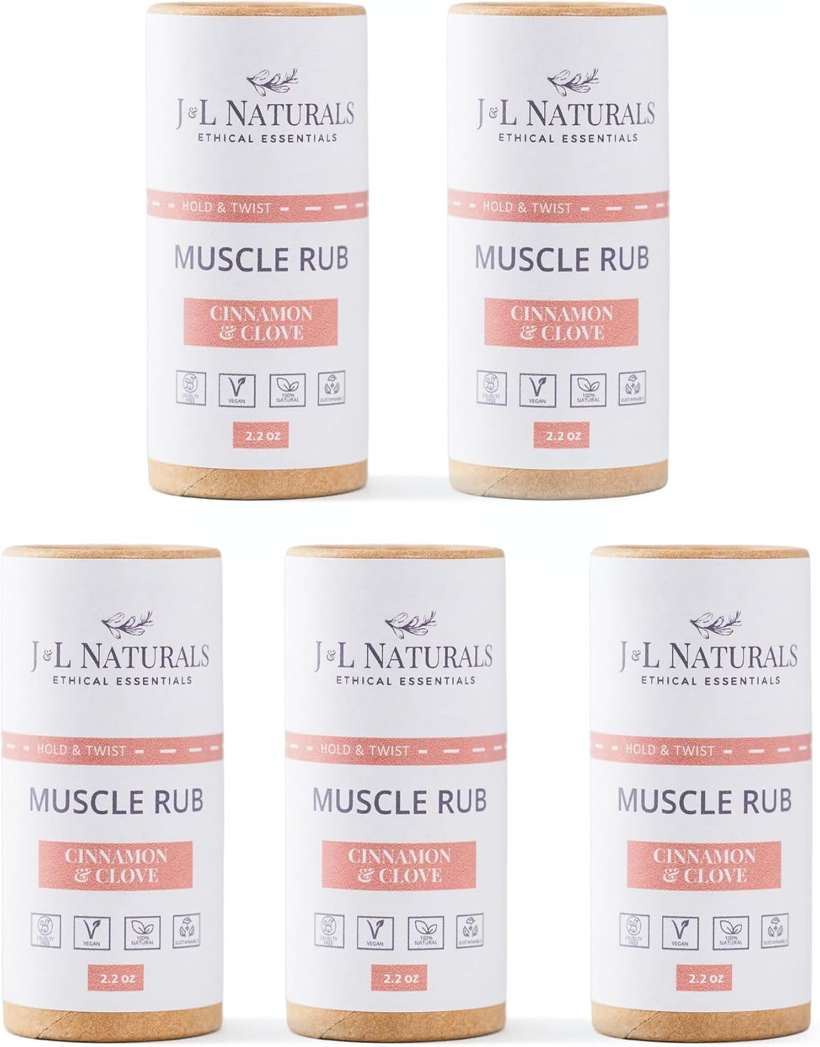 J&L Naturals Muscle Rub | Cream for Achy + Sore Muscles, Joints, Back, Knees, Shoulders | Soothing & Nourishing | Vegan, Sustainable, Cruelty Free, Natural, Made in US (2-Pack Duo)