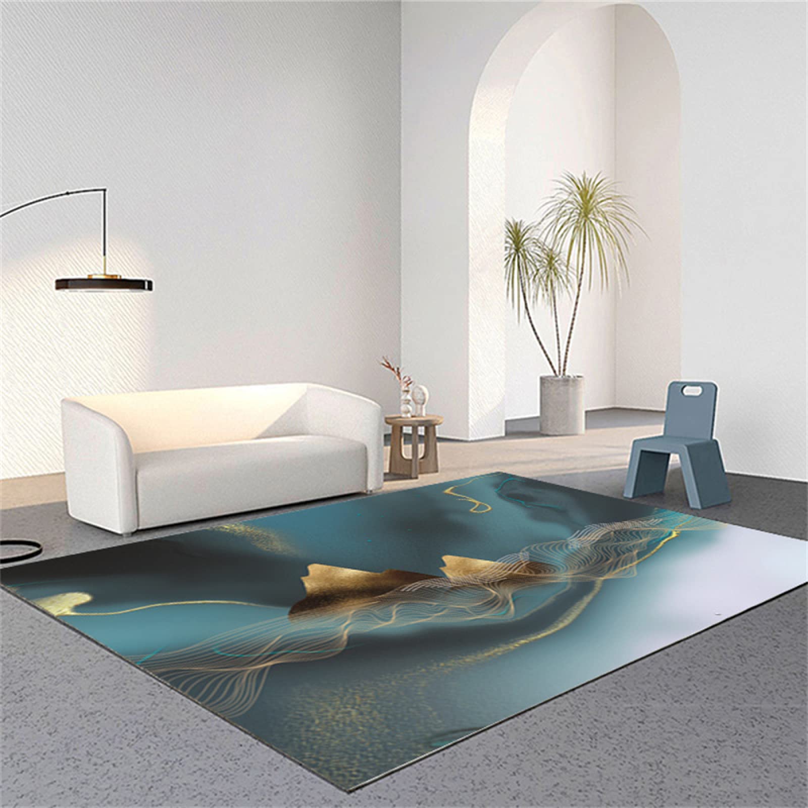 Tapis de sol pour piscine et salon en style d'encre vert 80x120cm