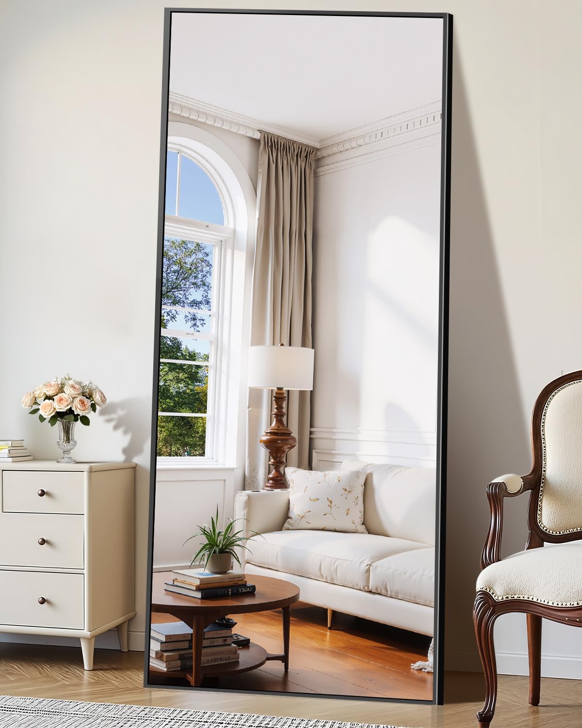 76"x34" Floor Mirror Full Length - Standing Mirror with Aluminum Alloy Frame, Large Body Mirror for Bedroom, Living Room, Wall Mounted or Leaning