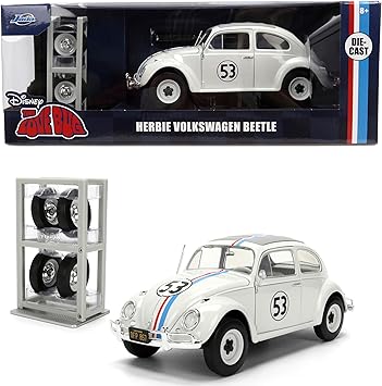Jada Herbie The Love Bug Volkswagen Beetle Hollywood Rides 124 Die-Cast Vehicle with Tire Rack Toys