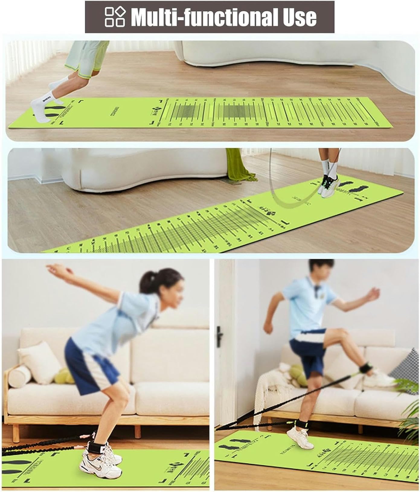 Mata do pomiaru skoku w dal, Mata testowa do skoku w dal Mata pomiarowa 100-300 cm Gumowa szkoła domowa Fitness Dzieci Dorośli