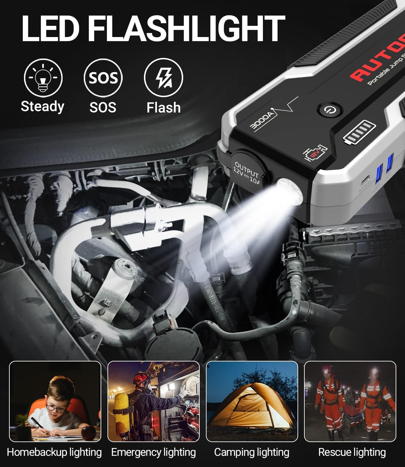 Free Shipping Over $50 AUTOGEN 3000A Jump Starter Battery Pack (up to 10.0L Gas & Diesel), 12V Jumper Box Booster Pack & Jumper Cables, with USB Quick Charge 3.0 Charger, for Cars, SUVs, Trucks… Up To 40% OFF AUTOGEN 3000A Jump Starter Battery Pack (up to 10.0L Gas & Diesel), 12V Jumper Box Booster Pack & Jumper Cables, with USB Quick Charge 3.0 Charger, for Cars, SUVs, Trucks…