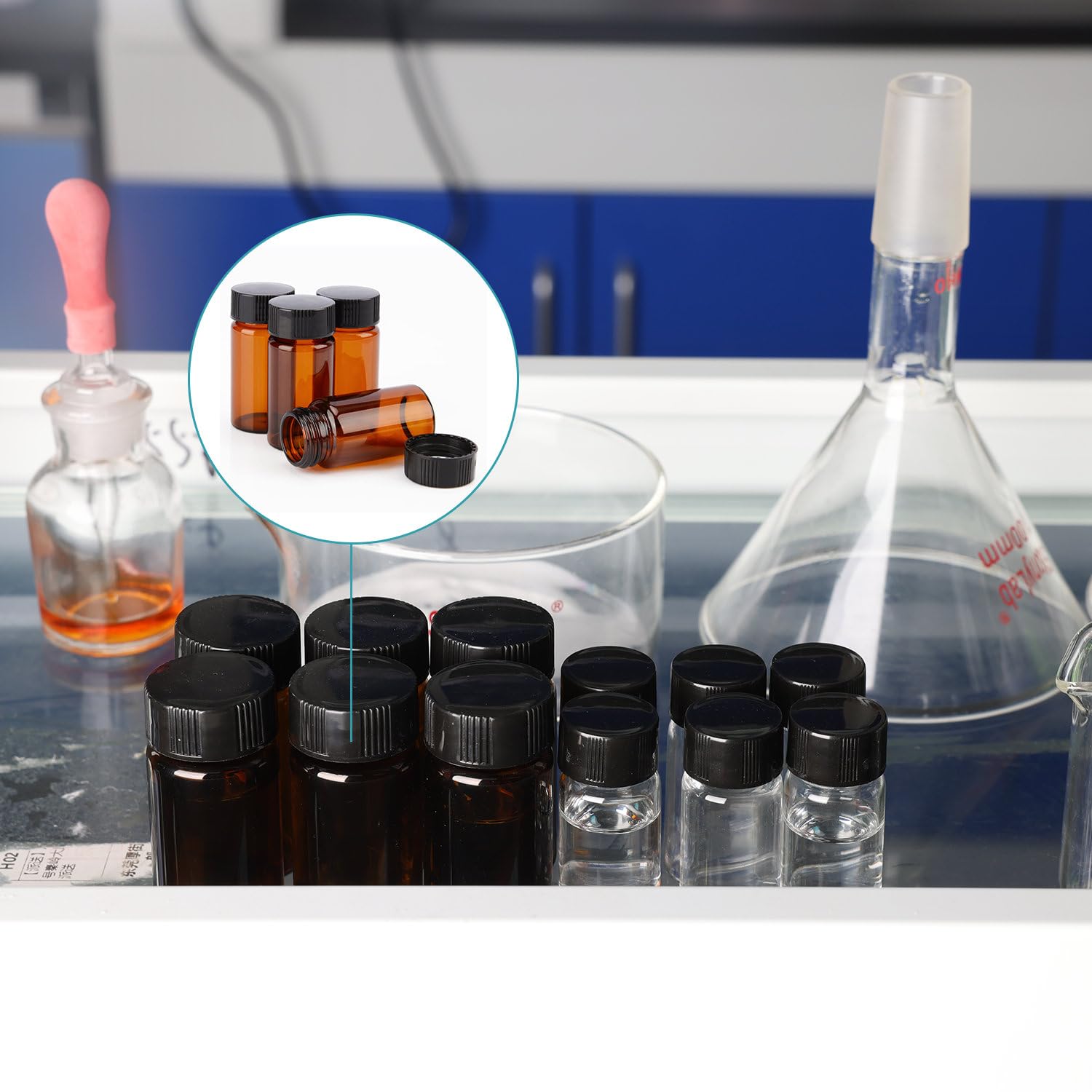 stonylab Viali Campione in Vetro Marrone con Tappo a Vite, Flacone per Campionamento Liquido Flacone Reagente in Vetro Ambra, Capacità 10 ml, Confezione da 40