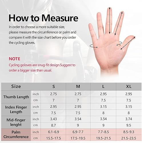 Miniatura 6 de NICEWIN Cycling Bike Gloves Men Women, Padded Anti-Slip Mountain Bike Gloves, Touch Screen Full Finger Road Bicycle Biking Gloves