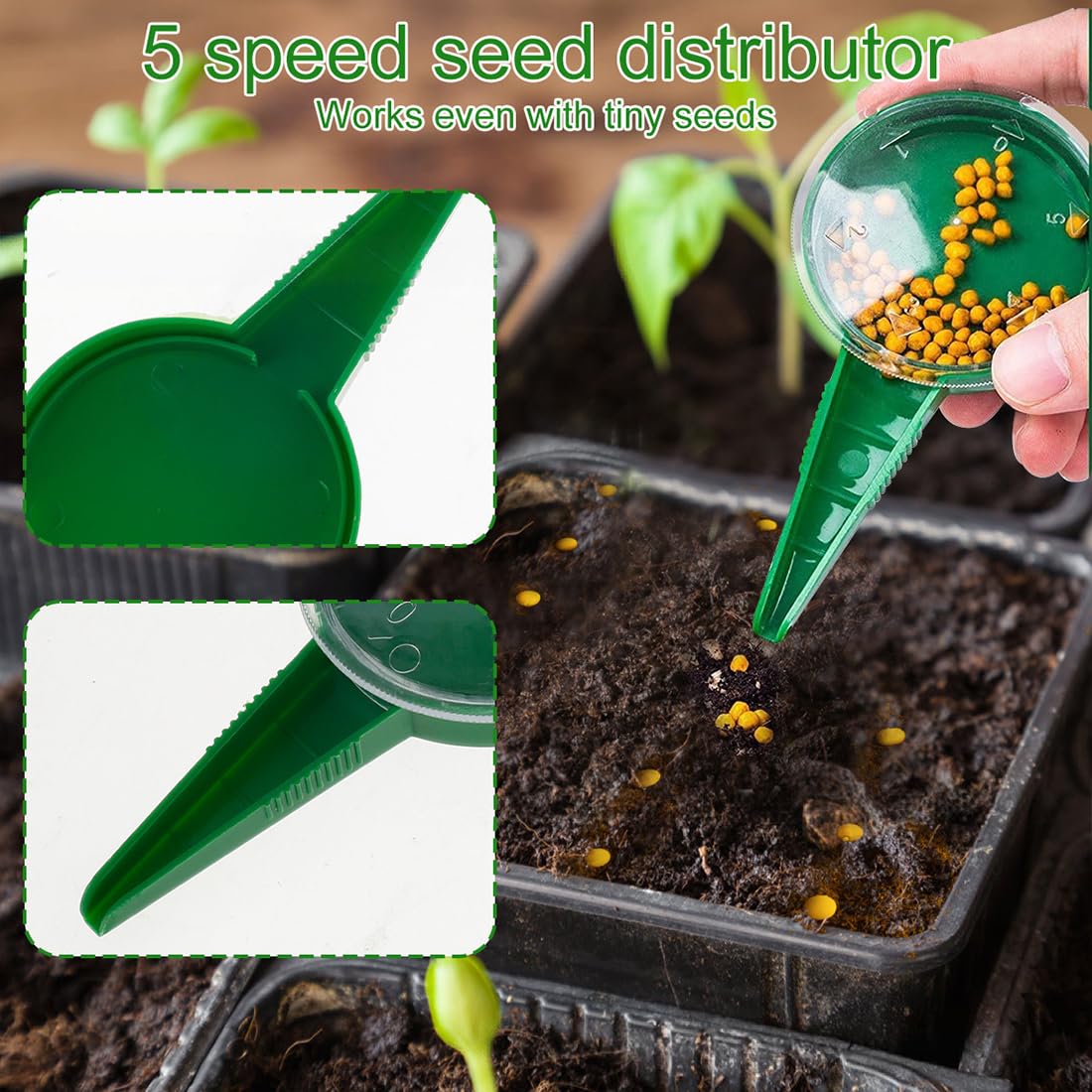 Semoir à Graines, 3 Pièces, Distributeur de, Planteur de, Semoir de Plantes, Semoir Planteur Jardin, Semoirs Épandeur, Épandeur de, Semoir à de Precision, Outils de Jardin