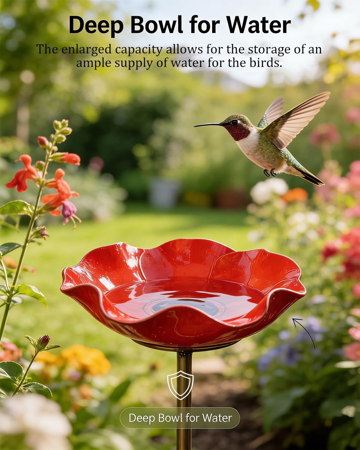 Handmade Metal Flower Garden Stakes Bird Bath with Bee Watering Station, Bee Bath Bowl, 24 Inch Height Outdoor Yard Art for Butterfly Pollinator, Weather Resistant Garden Decor Gift(4pcs)