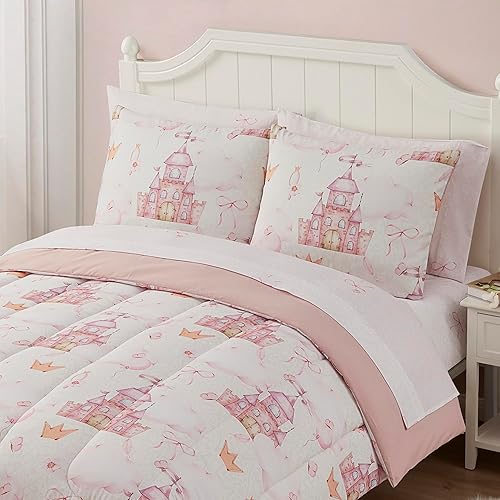 Miniatura 8 de Juego de ropa de cama para niños y niñas, juego de sábanas y edredón impresos, tamaño matrimonial, princesa de cuento de hadas