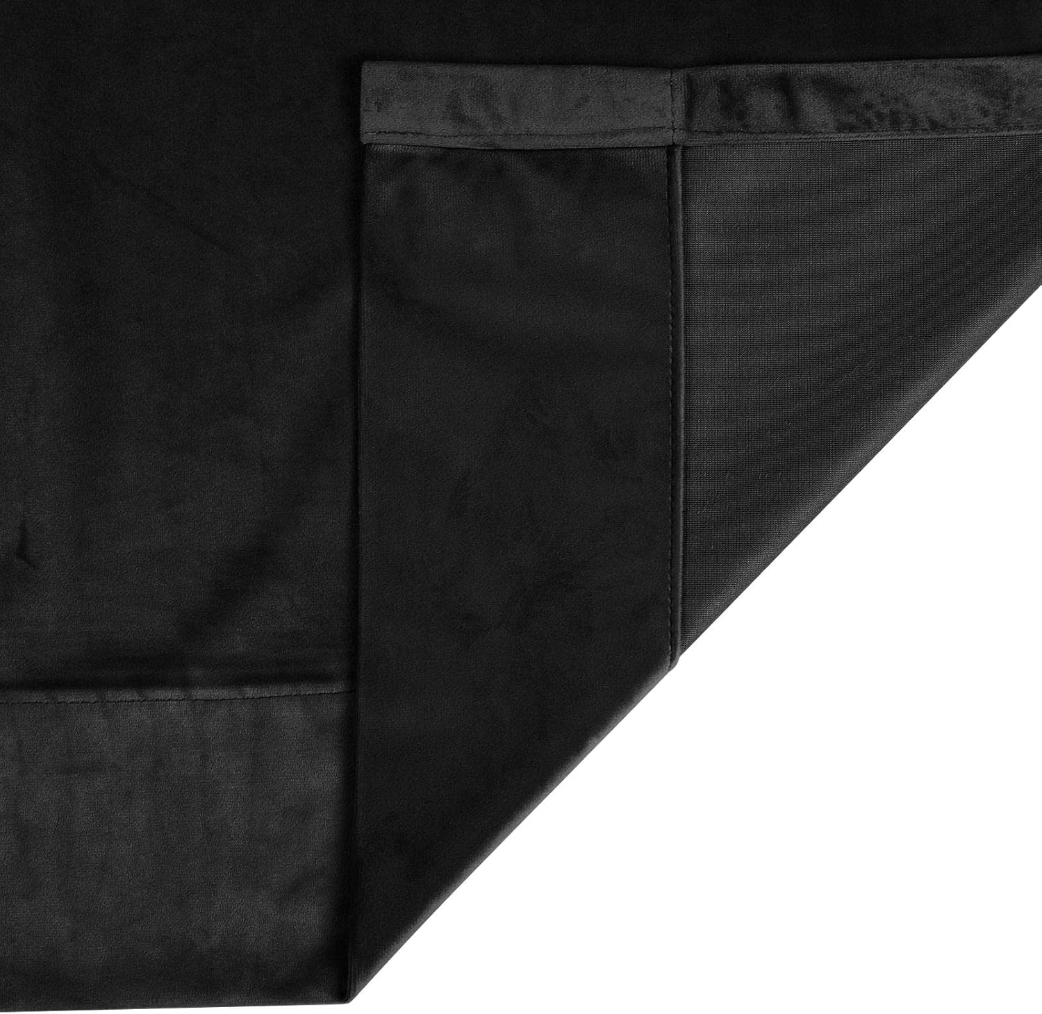 ChadMade 216Wx102L Inches Ripple Fold Drapery Blackout Two Layers Velvet Curtain Room Divider, Work with Special LORA Track Set, Black - 1 Panel, Leon Collection