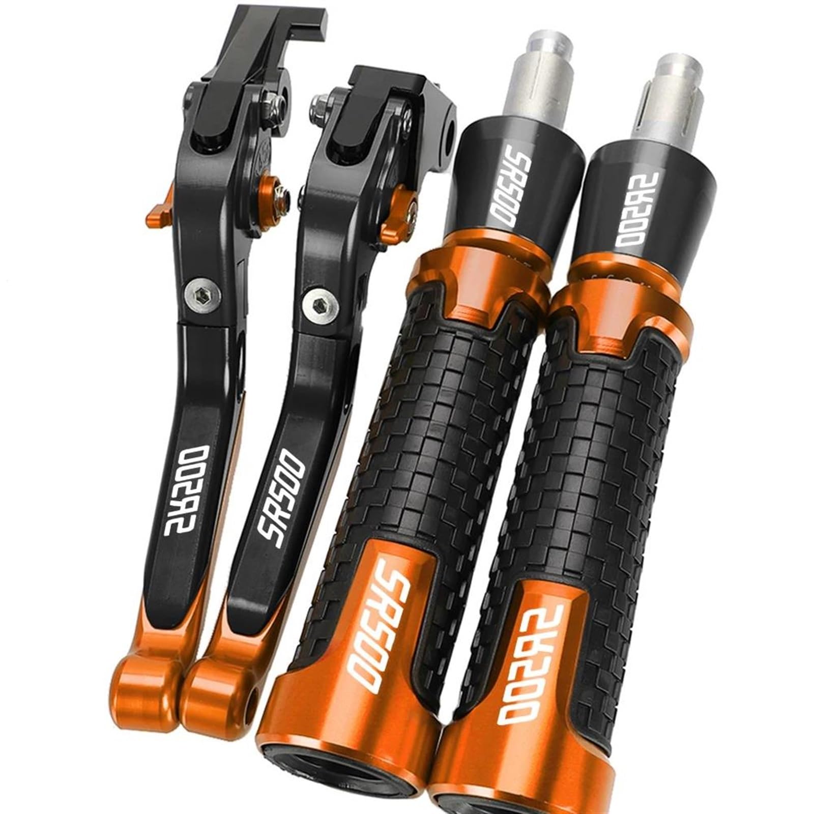 Poignées de guidon moto et leviers orange pour remplacer les commandes de Y-AMAHA SR500