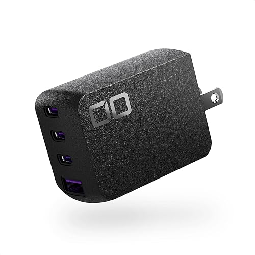 CIO NovaPort Quad II 67W3C1A - Bloque de cargador GaN de 65 W, adaptador compacto de 4 puertos con 3 puertos USB-C y 1 USB-A, carga rápida USBC de