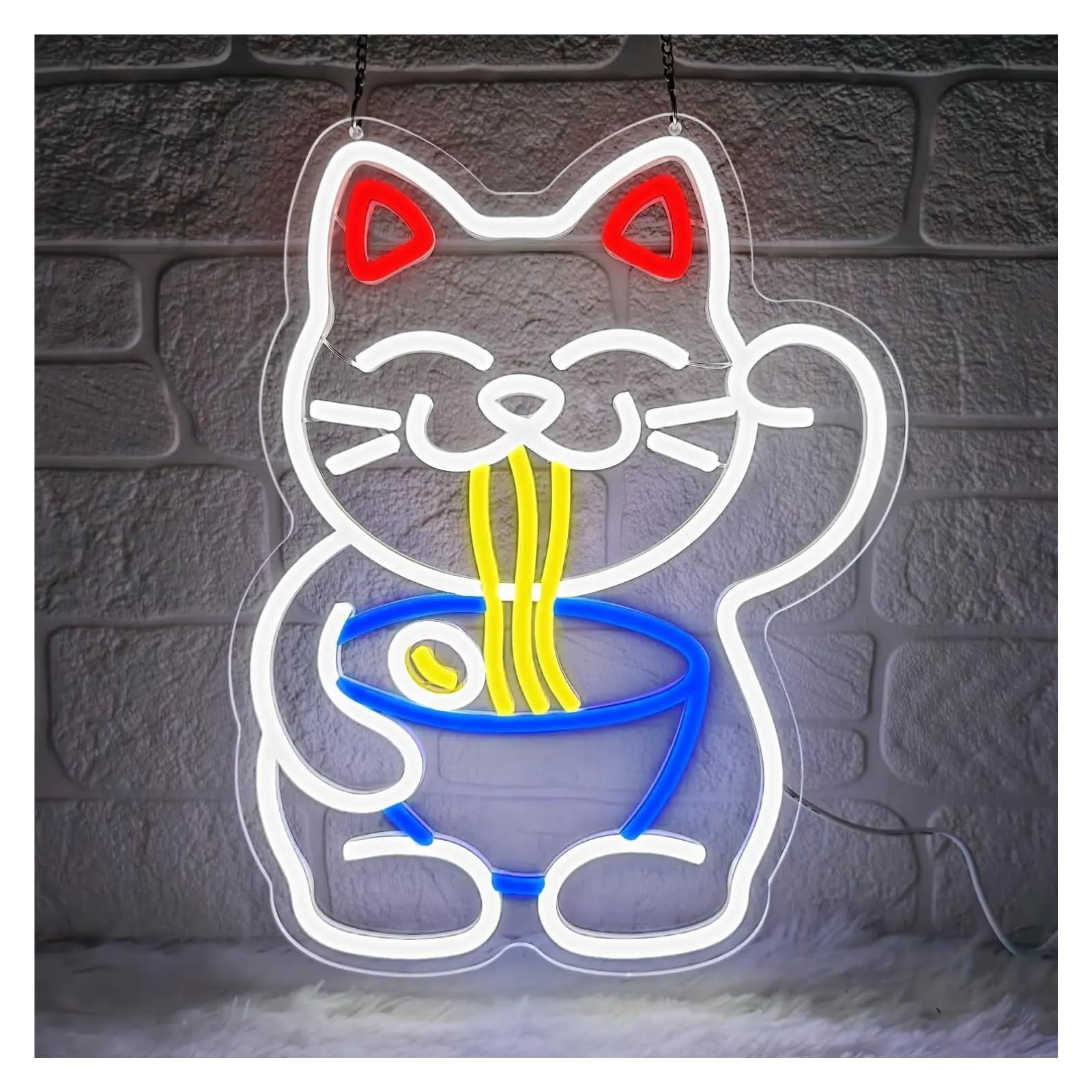 Decoración Lámparas Letrero De Neón De Ramen De Gato Con Alimentación USB, Fideos Japoneses Para Negocios, Restaurantes, Cantinas, Cocinas, Amantes De La Comida, Decoración 37x29cm