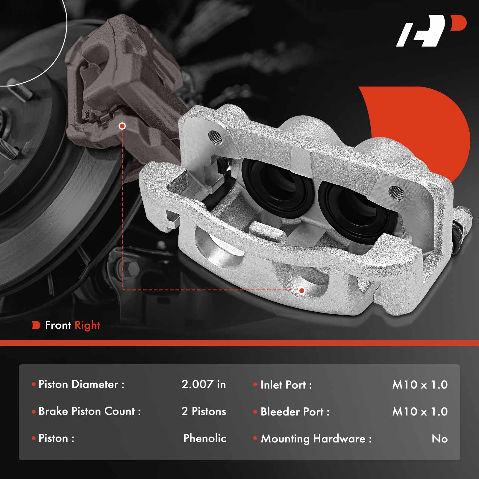 A-Premium Disc Brake Caliper Assembly with Bracket Compatible with Select Nissan and Infiniti Models - Pathfinder Armada, Armada, QX56, Titan, 2004-2007, V8 5.6L - Front Right Passenger Side