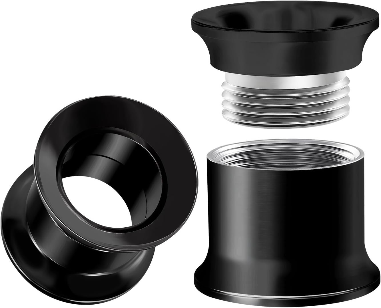 Internally Threaded Surgical Steel Black Double Flared Tunnel Piercing Jewelry Stretcher Ear Plug Earring Lobe Tunnel