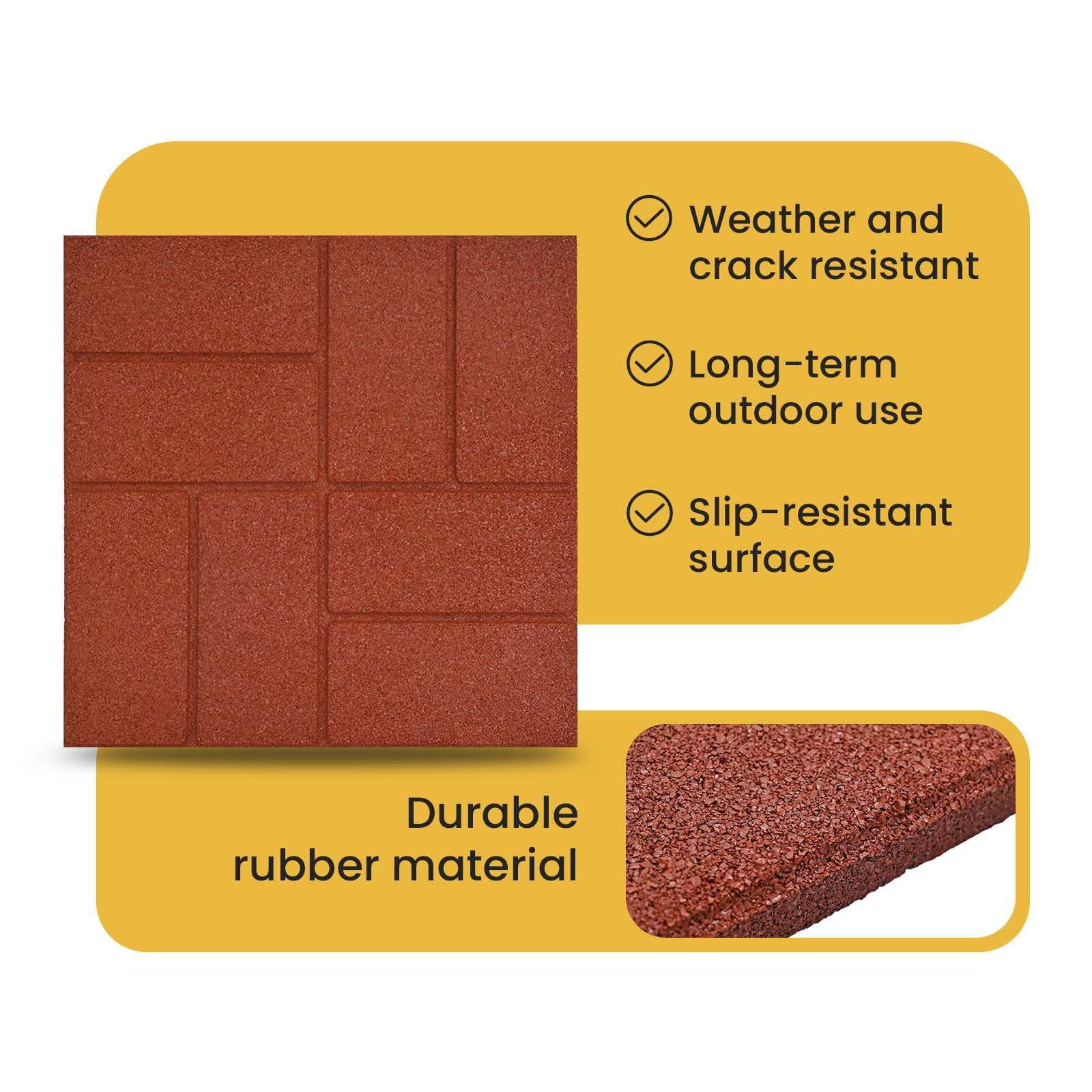 vidaXL Pietra da Passo 6 pz Rosso 40,5 x 40,5 x 2 cm Gomma