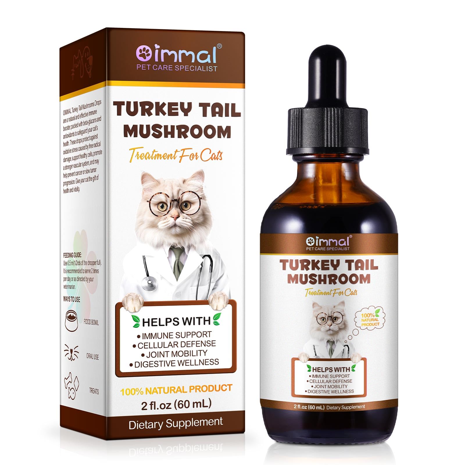 Turkey Tail Mushroom for Cats,Turkey Tail Mushroom Liquid Extract for Immune & Digestive, Joint