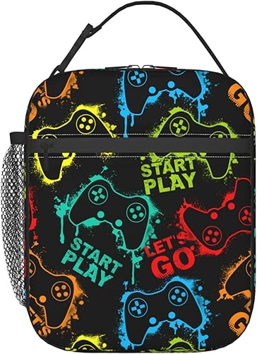 Bolsa de almuerzo con joystick para videojuegos, para niños, divertida, reutilizable, con aislamiento, bolsa de almuerzo portátil para niñas,