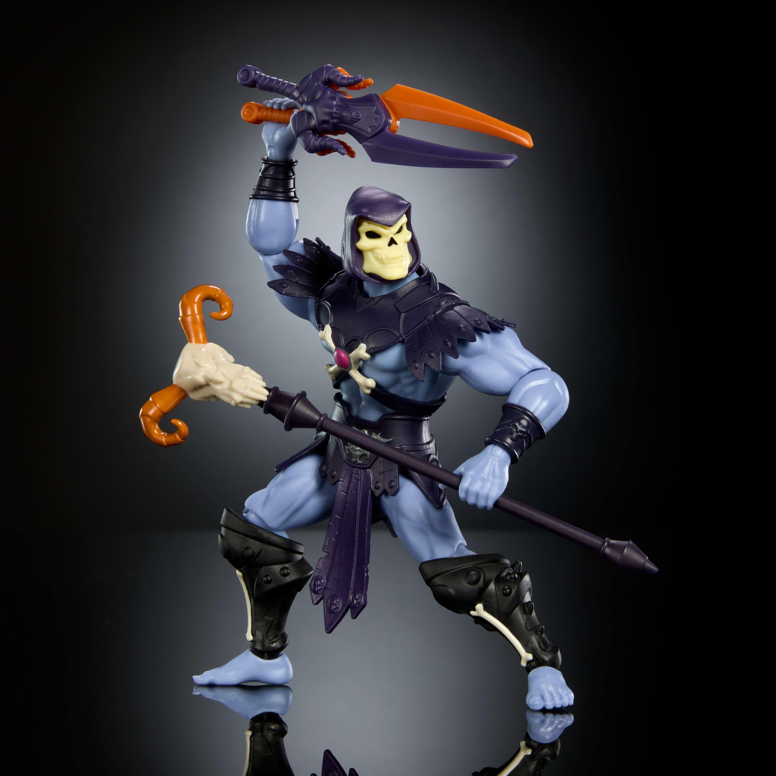 Masters of the Universe Origins 200X Skeletor figurka 14 cm | MOTU Cartoon Collection, czarny charakter z kreskówki z lat 80., szczegółowy design z peleryną, kosturem i 2 mieczami, JHJ97