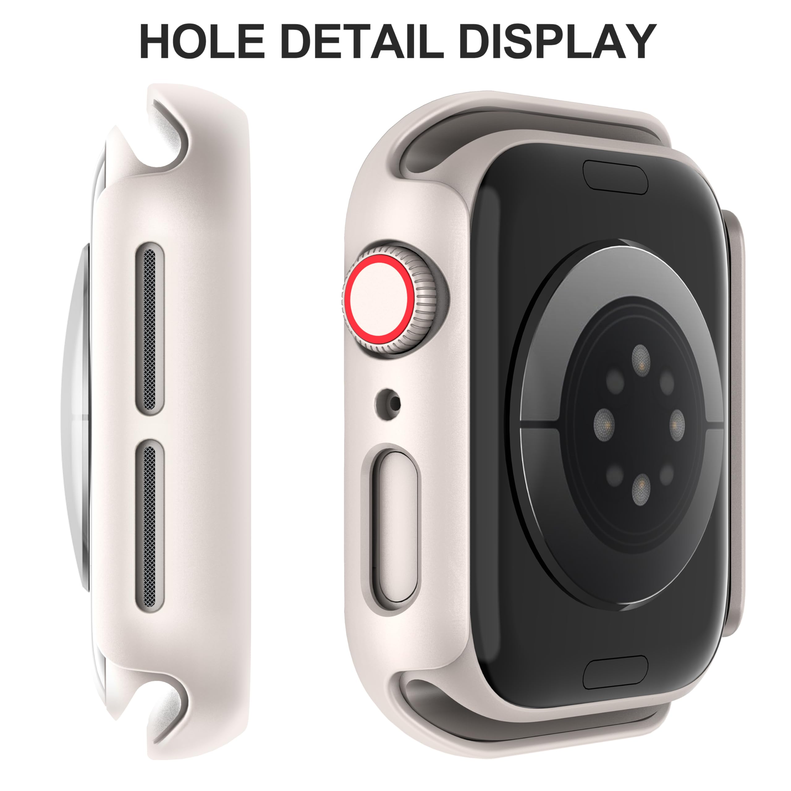 Diruite 2-Pack Screen Protector for Apple Watch SE 3/2/1 /Series 6 5 4 40mm Tempered Glass Case,All Around Hard Matte PC Protective Cover,Starlight Silver,40mm - 3